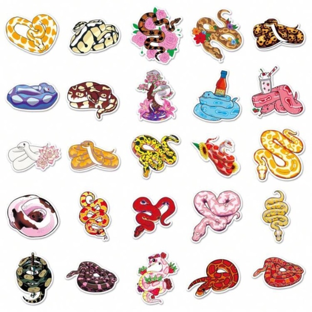 50 multicolor snake vinyl stickers decor laptop cup scrapbook luggage mug helmet - Picture 4 of 6
